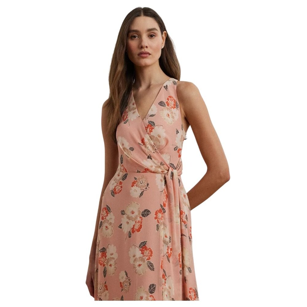 Lauren Ralph Lauren Peach Floral Maxi Wrap Dress - Picture 3 of 3